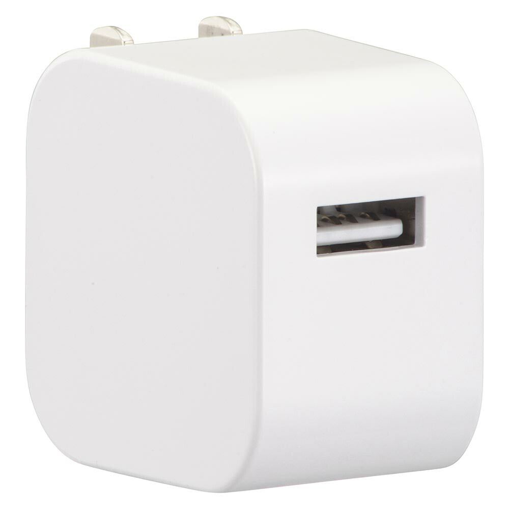 USBアダプター(Type-A×1/収納式プラグ/ホワイト)_00-7085_HS-AU11E-W_OHM(オーム電機)